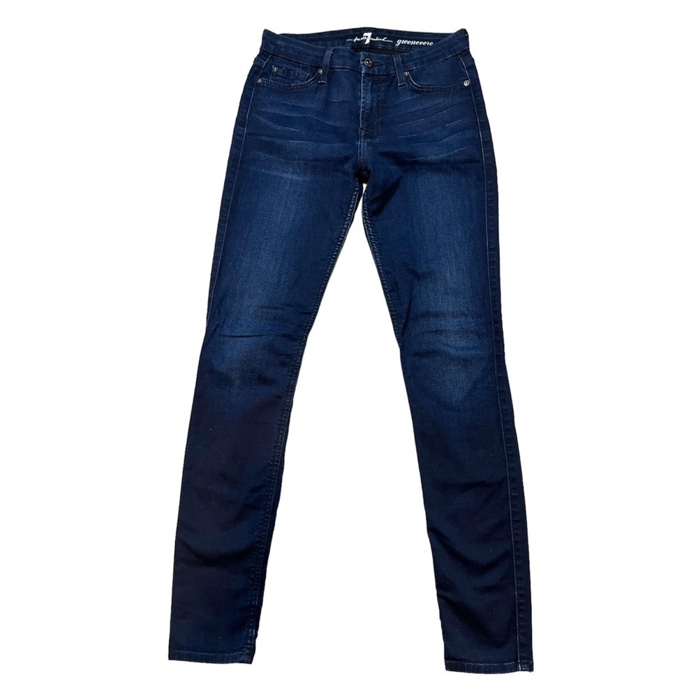 7 For All Mankind Gwenevere Mid Rise Skinny Jeans Dark Wash Size 27